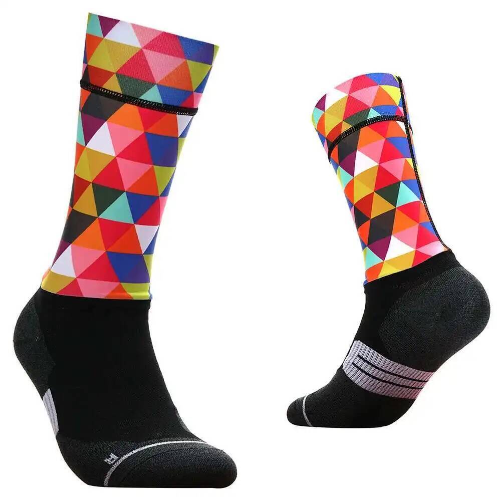 Sock Garter Men - Lebendige geometrische Radsocken – atmungsaktive, feuchtigkeitsableitende