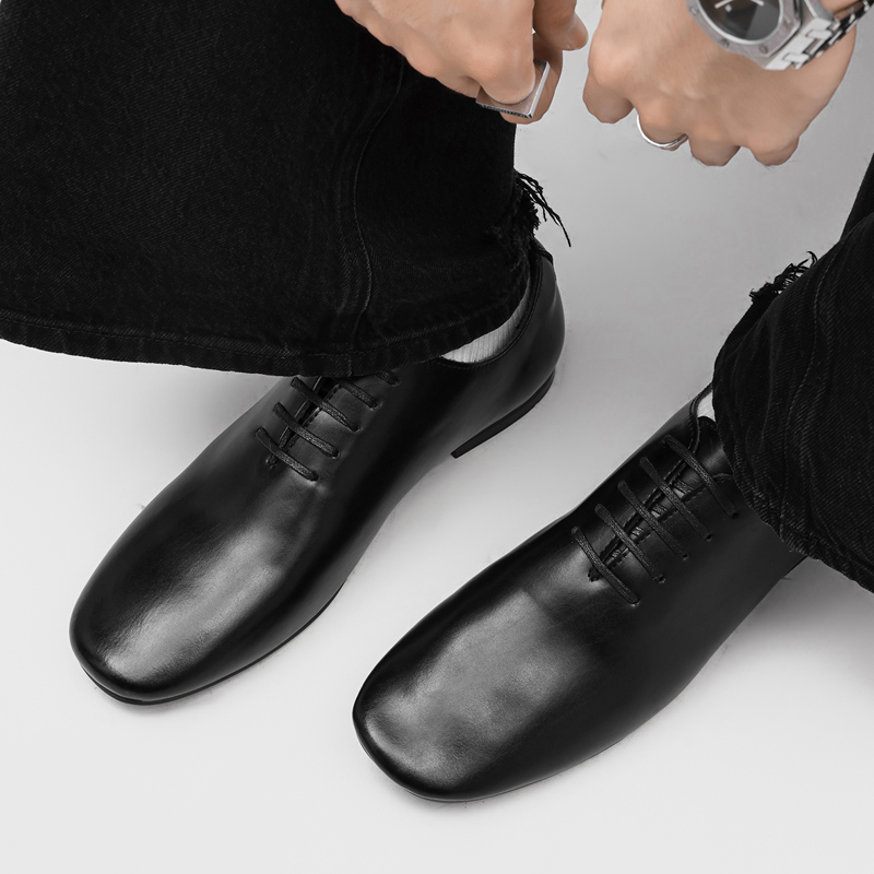 Formal Men Daily Wear Footwear - Herren-Schnürschuhe im Oxford-Stil, quadratische Zehenkappe, flache